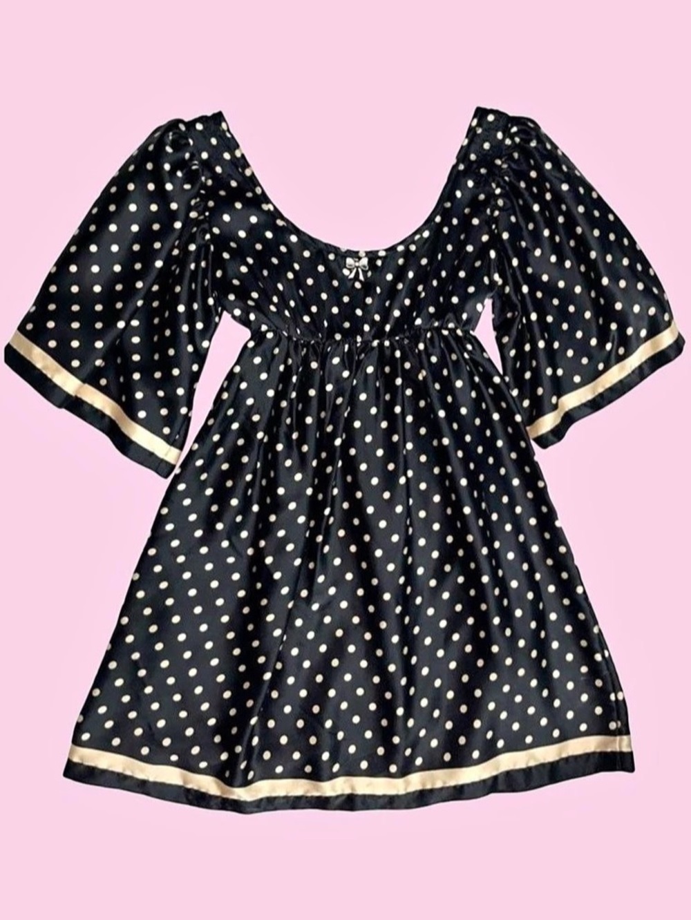 Polka Dot Mini Dress in Black & Gold